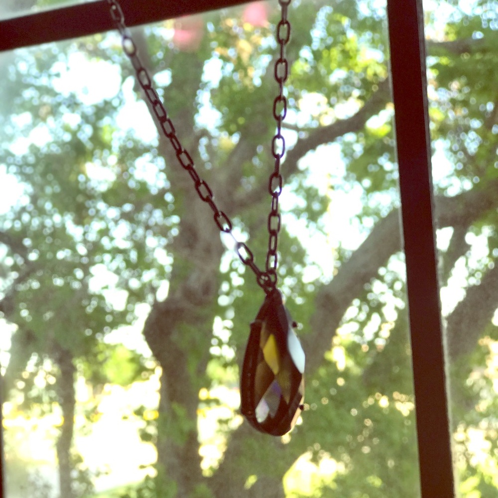 black glass stone necklace drop
